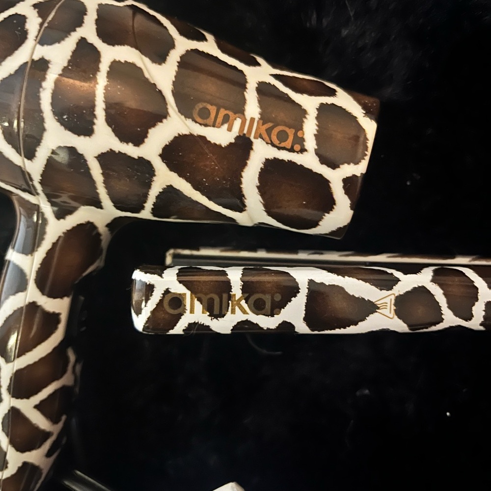 Amika Giraffe Print Mini Hair Dryer and Straightener Set